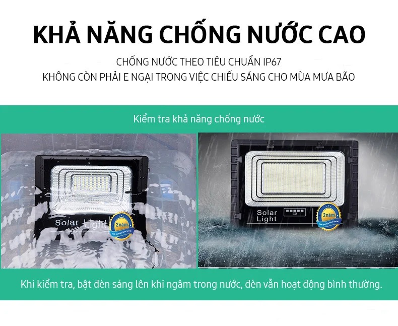 Đèn Năng Lượng Mặt Trời 100W Led 5054, IP67 Giá Rẻ