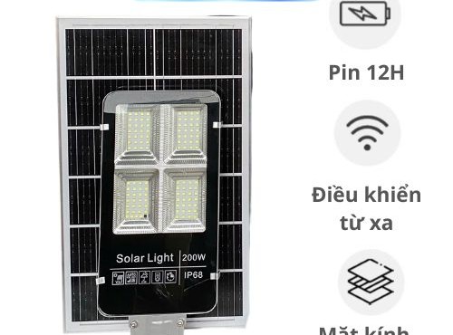 Đèn Đường Năng Lượng Mặt Trời Bàn Chải 200W, Tấm Pin Rời, IP67