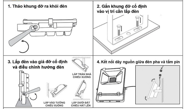 Hướng dẫn lắp đặt đèn LED năng lượng mặt trời