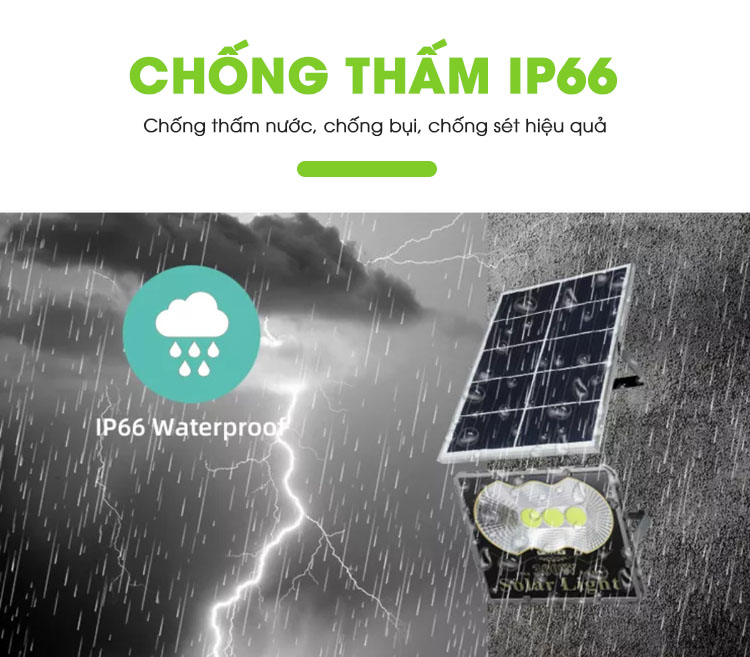 Đèn Pha 300W Năng Lượng Mặt Trời 3 LED COB