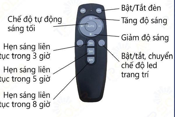 Mẫu remote điều khiển đèn năng lượng mặt trời màu đen phổ biến hiện nay